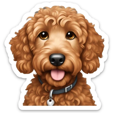 Curly Copper colored Goldendoodle pup sticker