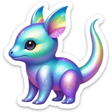 Pastel glittery Randomly-colored sparkly exotic Fakémon-creature sticker