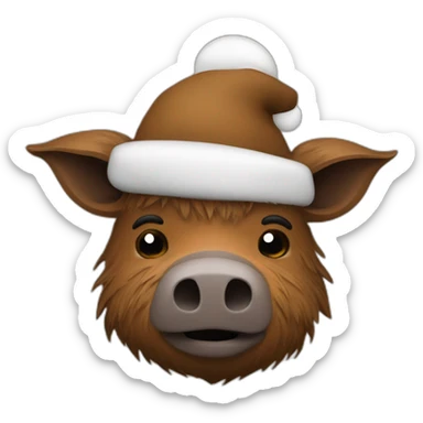 fullface brown boar tired of life with a black winter hat sticker