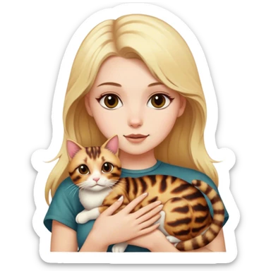 White girl with blonde hair seeping with tortoiseshell￼ cat sticker