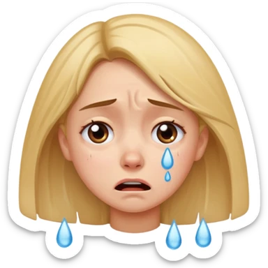 a very upset girl who lost her dog sticker