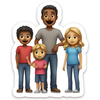Heart and mom and dad and kids sticker