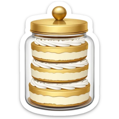 A layered little jar of cake that is gold outline black backround not colored in sticker