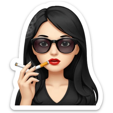 Girl with long black hair smoking cigarette and a vape sunglasses hungover  sticker