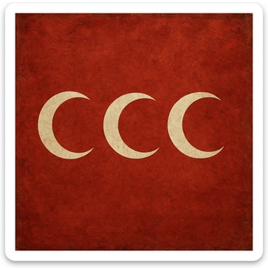 Ottoman Empire flag with three white crescents on red background, old Ottoman flag style, detailed and realistic sticker