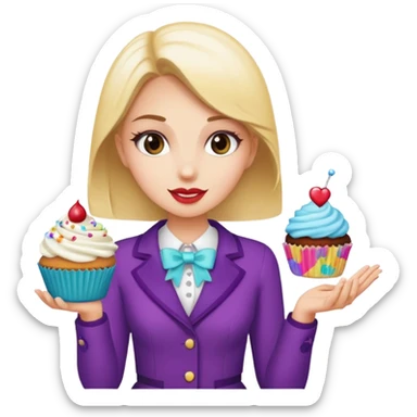 make a elegant girl with a ticket in her hand that says 10 precent off, and in the other had put a cupcake sticker