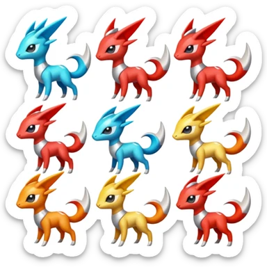 Shiny Colorful Meloetta-Latias-Koraidon-Peppercat-Wargreymon-Protogen-Pokémon-Digimon-Fakémon-fusion-hybrid-creature sticker
