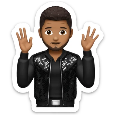 Usher with dark brown hair, black sequin tour outfit  sticker