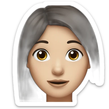 Dark brown hair fringe girl with blue eyes sticker