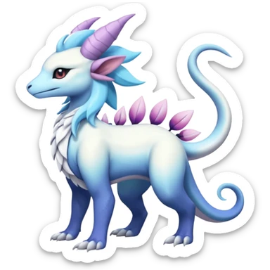 Shiny Glossy Pastel Light Divine Reptilian Beautiful Floral Snowy Pretty Absol-Amaura-Suicune-Cobalion-fusion, full body sticker