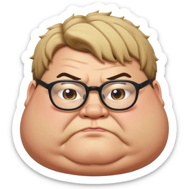 Fat guy with glasses slobbering sumo style hair sticker
