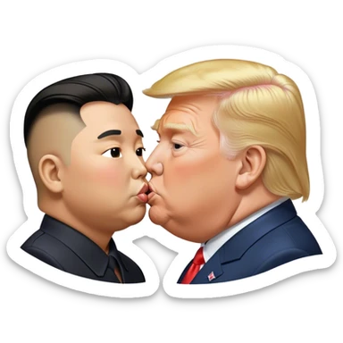 Donald trump kissing Kim Jong un  sticker