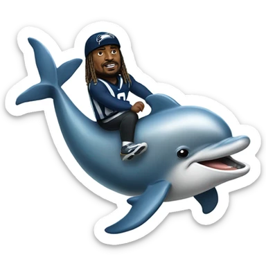 Marshawn Lynch riding a dolphin sticker