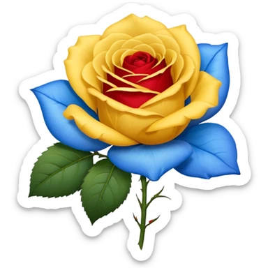 One Yellow 🌹 and one blue flower 🌹 on with red band  sticker