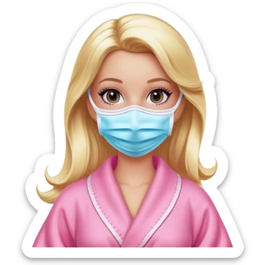 Glamorous blonde Barbie, spa day, pink robe and face mask  sticker