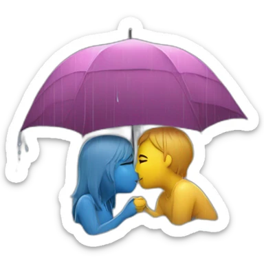 kiss under rain sticker