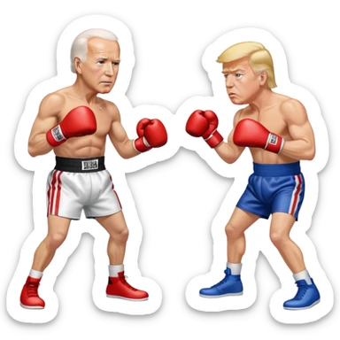 Joe Biden and trump in a boxing match sticker