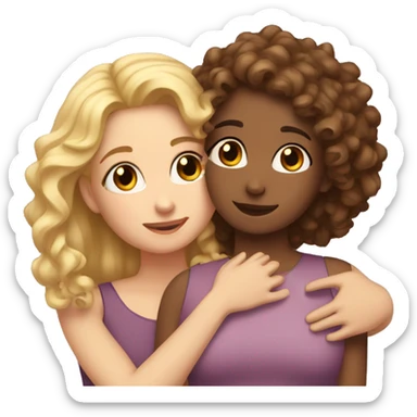 One girl withe brown curly hair hugging another girl with blonde hair sticker