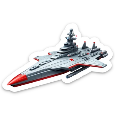 Futuristic Russian battle cruiser spaceship with red star insignia sticker