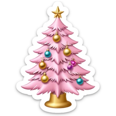 baby pink christmas tree sticker