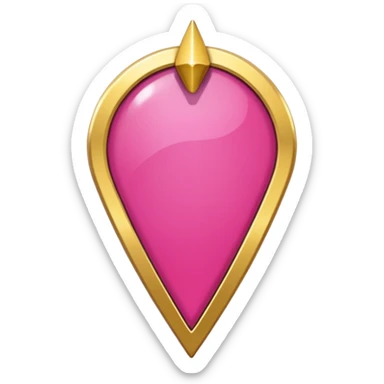 A dark pink location pin with golden details sticker