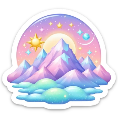 Pastel divine celestial glistening glossy shiny glittery scenery  sticker