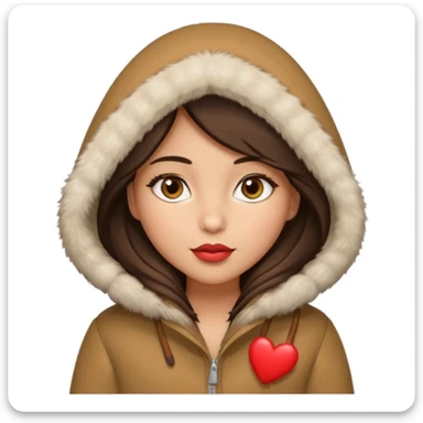 A girl with olive skin tone, brown eyes, brunette,  heart shaped lips and almond shaped eyes born in December loves winter sticker
