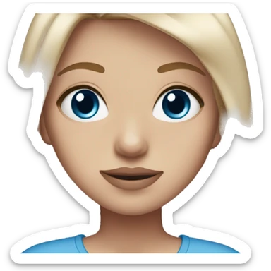 Girl with blue eyes, dirty blonde hair, pale-ish tan skin, pink lips straight-ish hair  sticker
