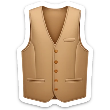 A 3D Apple-style emoji of a simple sleeveless vest (yelek), front view, minimal and clean design, soft fabric texture, neutral colors, cartoon-like and cute style sticker