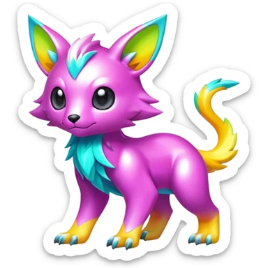 Cute cool shiny brightly fresh colors colorful fantasy animal hybrid Fakemon full body sticker