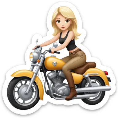 Blonde and beautiful woman on a big motorbike sticker