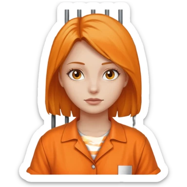 prisoner woman in orange clothing in front of bars sticker
