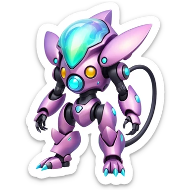Mechanical Nebulae Pastel Hot Exotic Lush Warm Cute Adorable Colorful Shiny Iridescent Futuristic Modern Cybernetic Protogen-Fakémon-Pokémon-creature-fusion (full body) sticker
