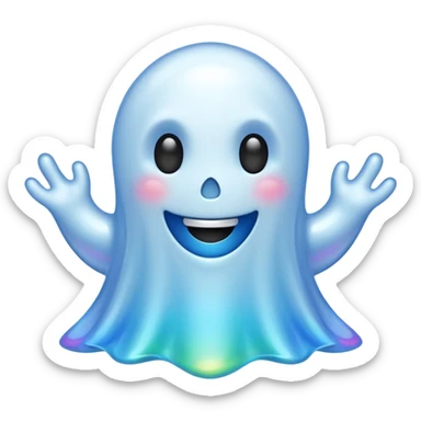Holographic chrome happy cartoon ghost sticker