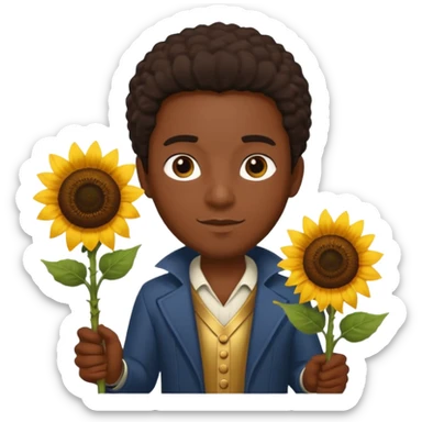 black man god with sunflower, scepter sticker