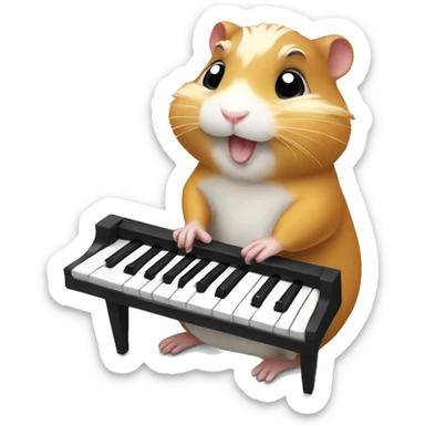 Hamster play piano  sticker