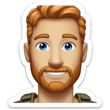 hiker blue eyes man slick copper hair clean shaven sticker