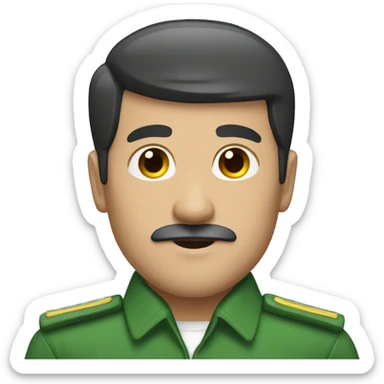 Man wirh black short hair side part and small moustache wearing green uniform  sticker