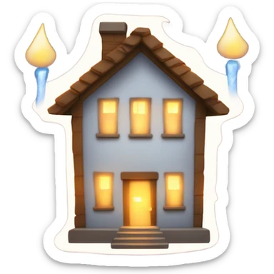 Lightening over a candlelit house  sticker