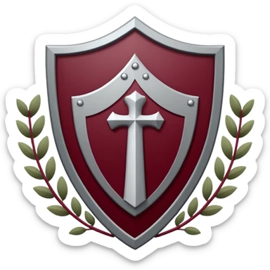 

"A modern shield-shaped logo divided into maroon and grey quarters, featuring three upward-pointing white pillars or beams with circular dots at the top, symbolizing strength, protection, and unity."
(Bangalore Trilife hospital logo)
 sticker