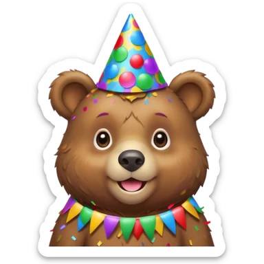 Partying bear cub with confetti  sticker