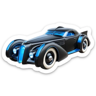  the animated series aerodynamic futuristic Batmobile loosely based on 1936 cord 812 (flat long straight faceted mechanical body) stealthy street hot rod  sticker