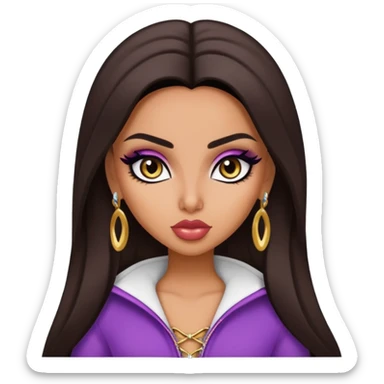 arabian nose, pretty lips, clothes, medium skin,  dark bl, pretty bratz baddie, black eyeliner sticker