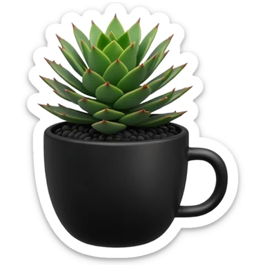 Desk Succulent Plant blavk cup sticker