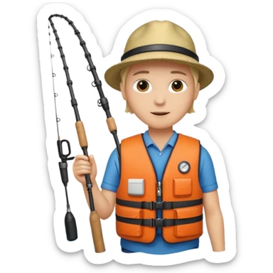 Person inside of a boat fishing sticker