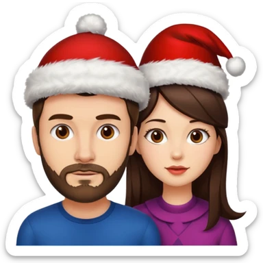 SCOTTISH MAN WITH STUBBLE AND BRUNETTE WOMAN WITH XMAS HAT sticker
