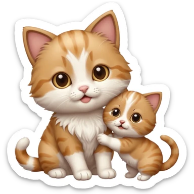 Cute cat playing with puppy sticker