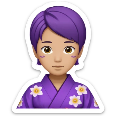 não binário japones kimono roxo sticker