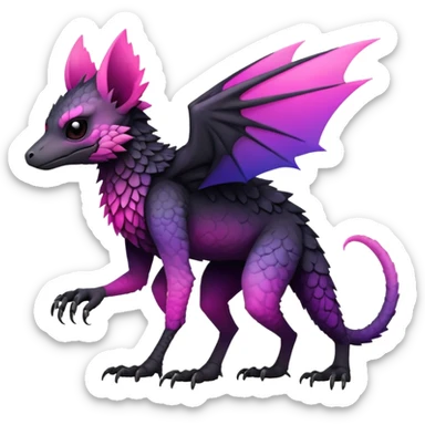 Cool Edgy Black-pink-purple-gradient badass Trico-animal-creature full bodyd sticker