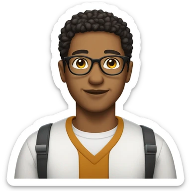 A lightskin guy with glasses that has a shirt with the name Chaz on it  sticker